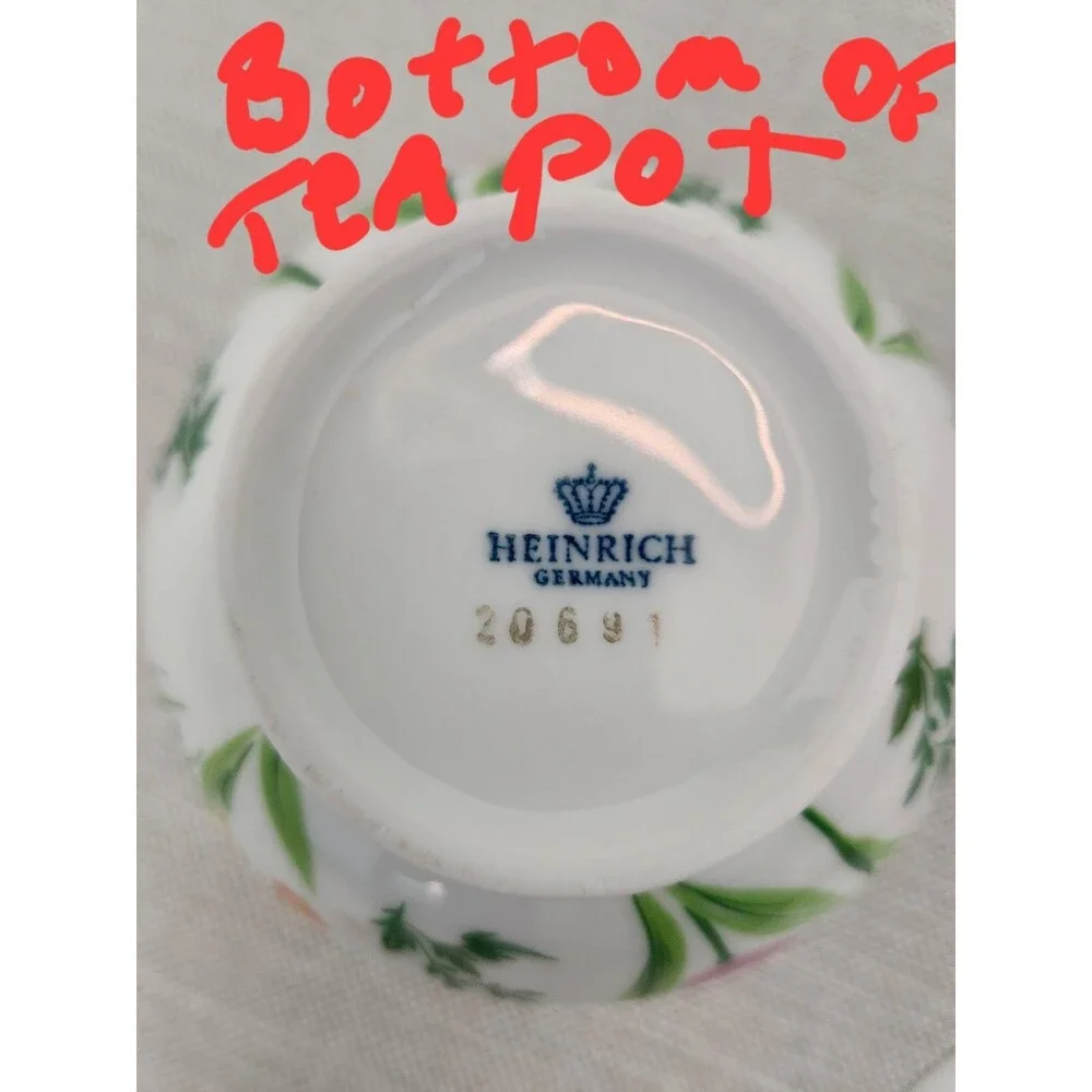 Heinrich Primavera Floral Teapot Set Creamer Sugar Bowl Cup Saucer Germany Small